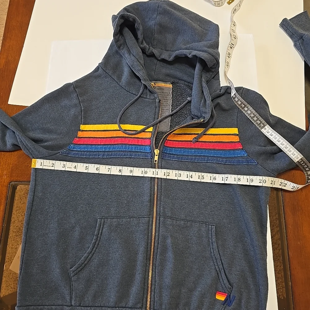 Aviator Nation 5 Stripe Full Zip Hoodie Womens/Unisex Size S See Measurements - Picture 9 of 11